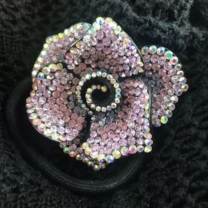 Hair Accessory Pink Rhinestone Ponytail Holder